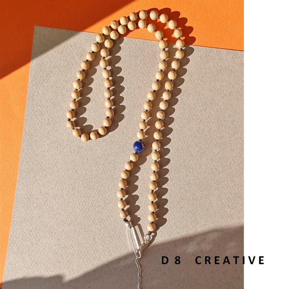 Men's or unisex handmade 925 sterling silver with bamboo jasper necklace